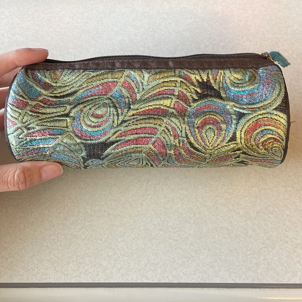 Vintage Stephanie Johnson fur travel cosmetics case